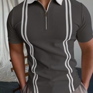 Men’s Stripe Zipped Polo Shirt