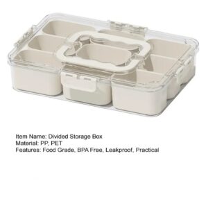 9-Compartment Stackable Snack & Spice Box with Transparent Lid – Refrigerator Storage Organizer